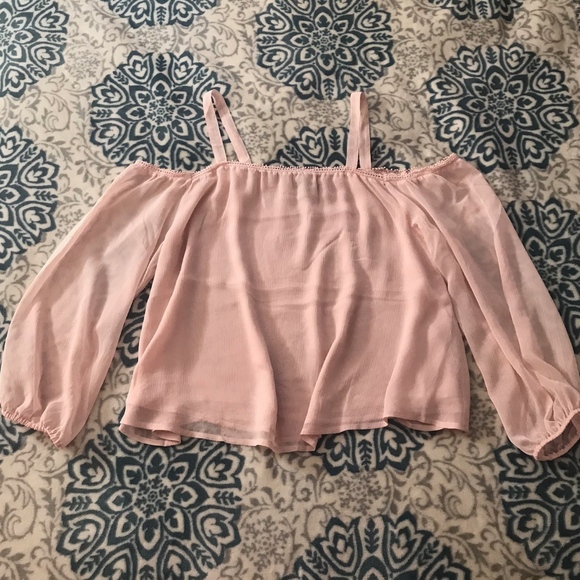 NWOT Express Light Pink Off The Shoulder Top - Picture 1 of 7